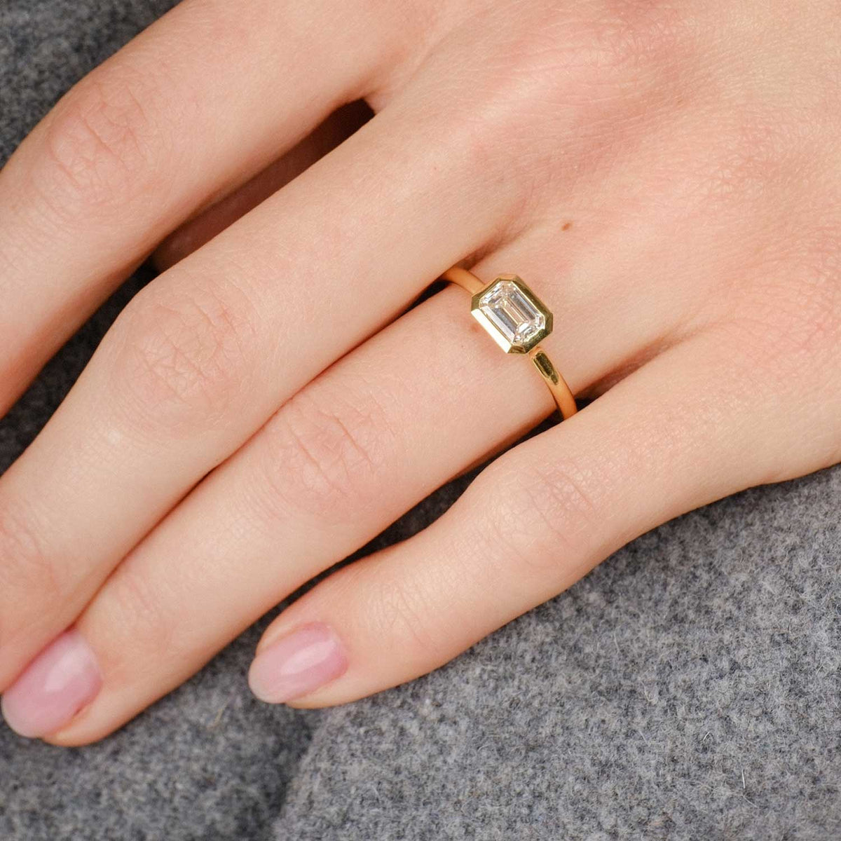 Ec Diamond EC One| AVA Yellow Gold Emerald Cut Diamond Engagement Ring — EC One