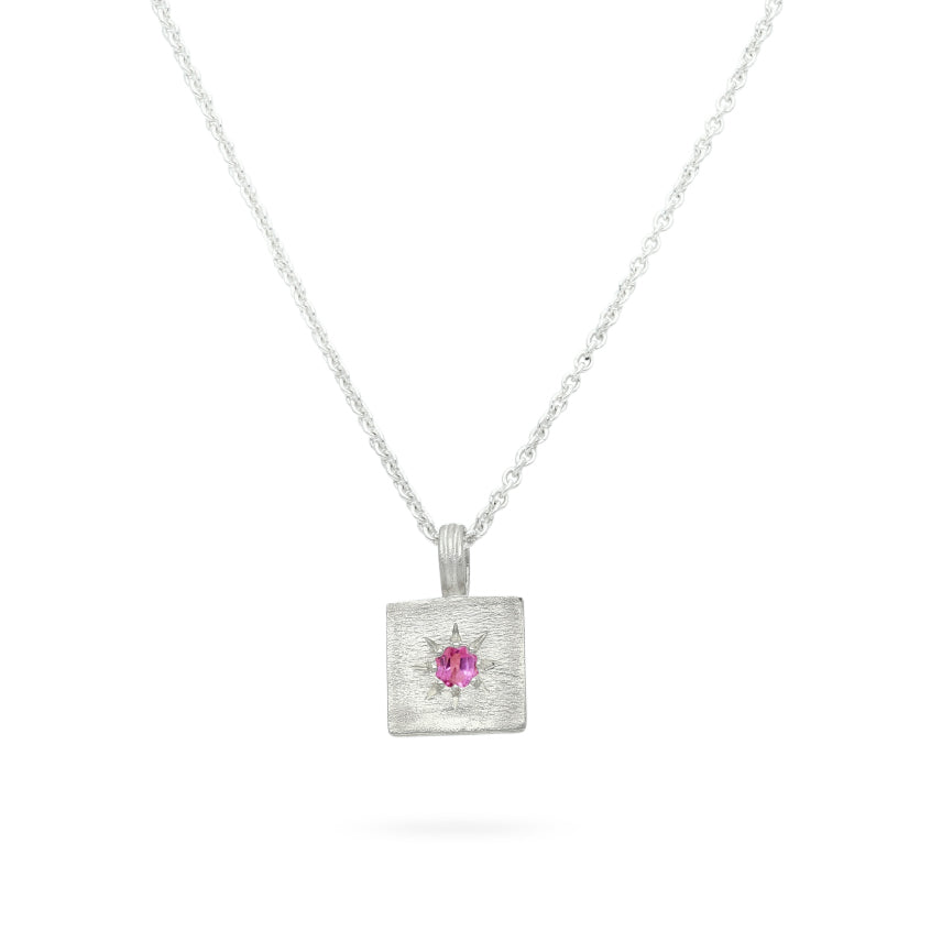 ada Hodgson DAWN Medallion Necklace with Round Rhodalite Garnet Silver  at ethical jewellers E.C. One London