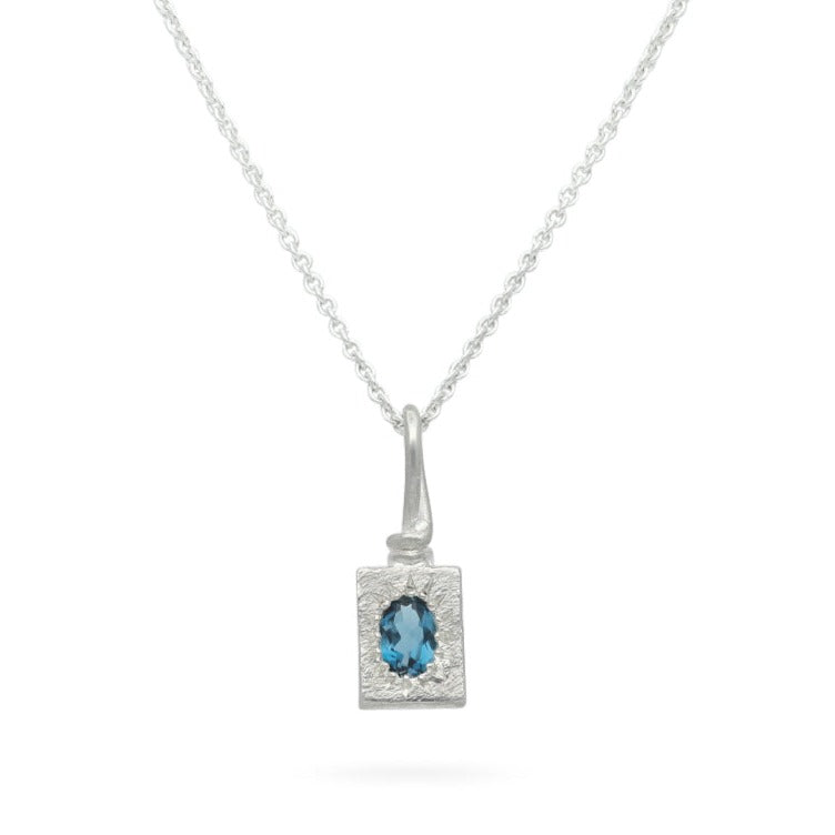 Ada Hodgson RADIANCE Necklace with Oval London Blue Topaz Silver at ethical jewellers E.C. One London