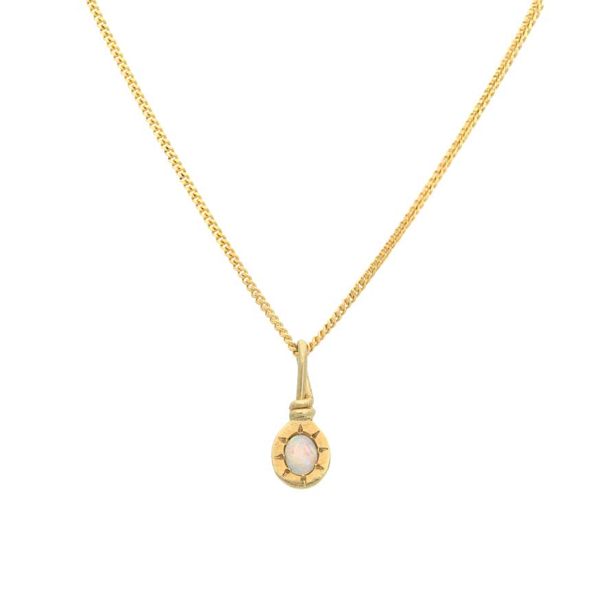 Ada Hodgson SPARK Necklace with Oval Opal Yellow Gold at ethical jewellers EC one