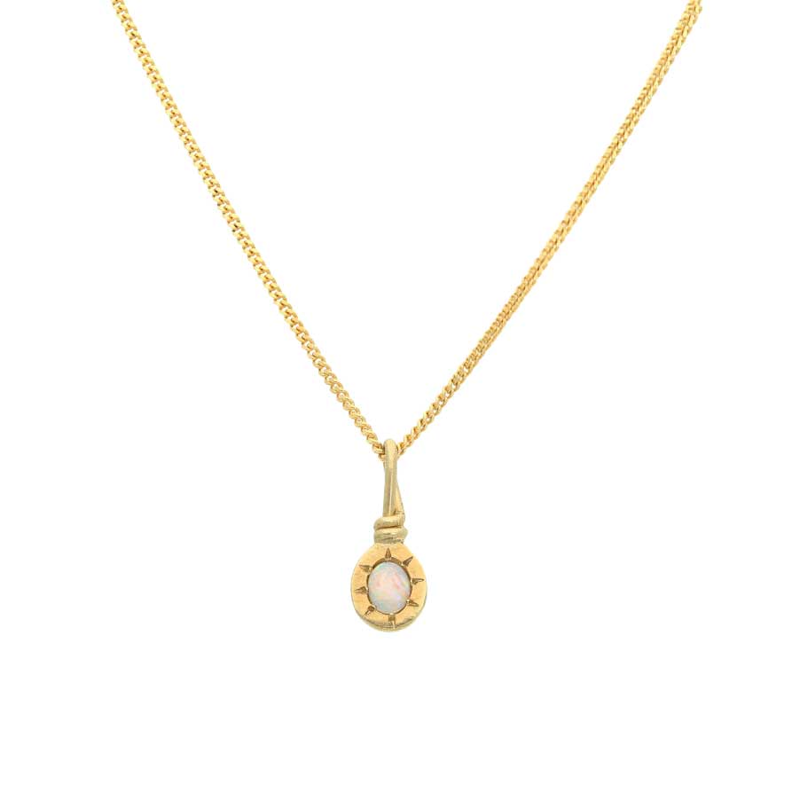 Ada Hodgson SPARK Necklace with Oval Opal Yellow Gold at ethical jewellers EC one