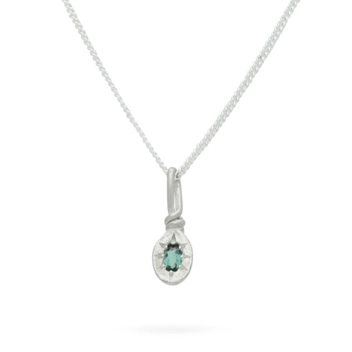 Ada Hodgson SPARK Necklace with Oval Green Tourmaline Silver at ethical jeweller EC One 