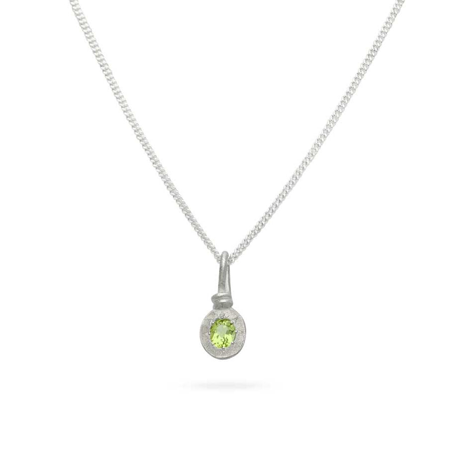 Ada Hodgson SPARK Necklace with Oval Peridot Silver at ethical jewellers EC One London
