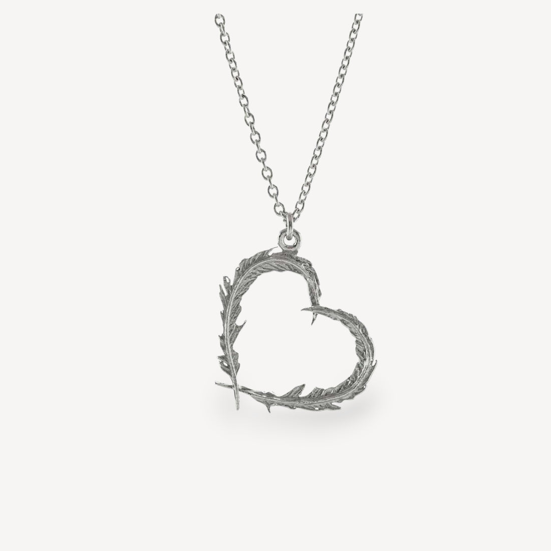 Feather Heart Necklace Silver by Alex Monroe at ethical jeweller E.C.One London