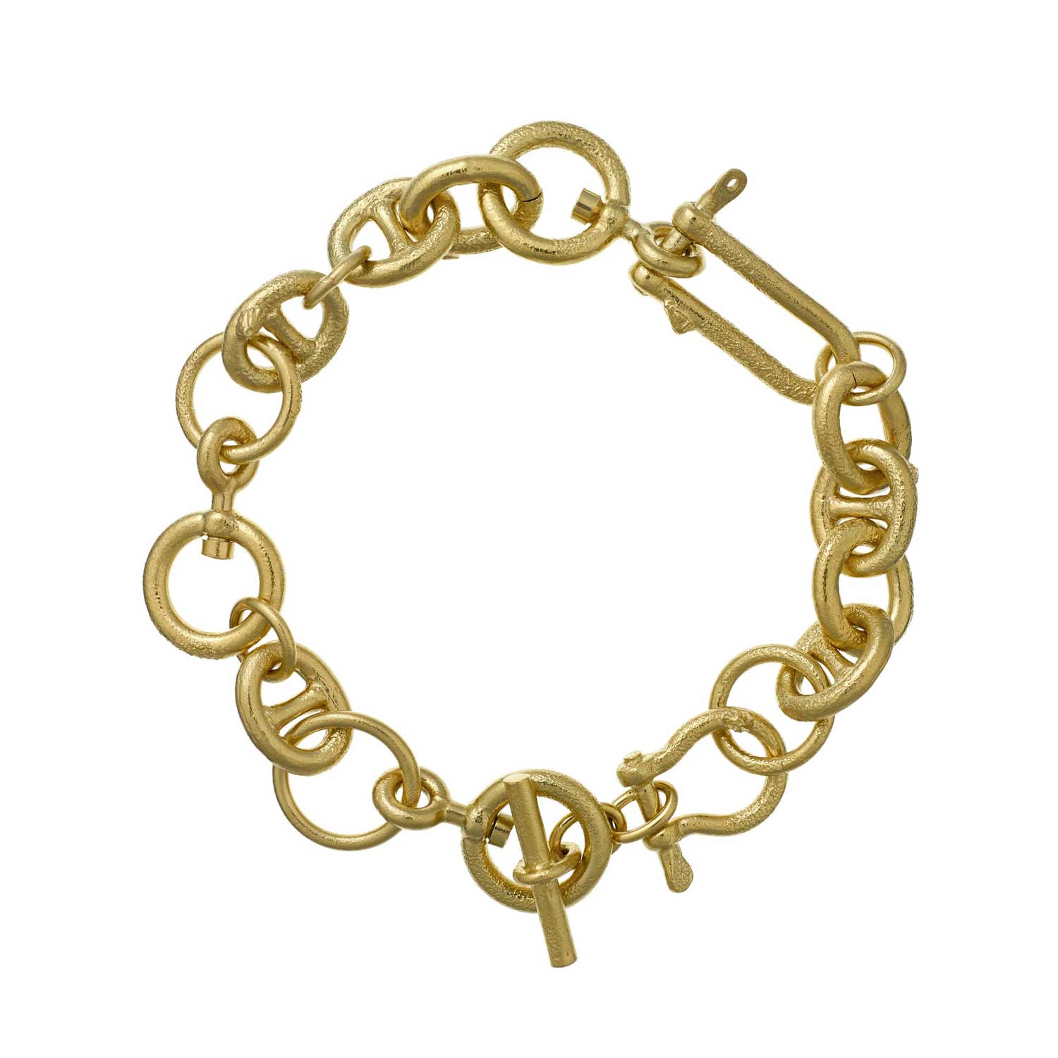  Alex Monroe at ethical jeweller E.C.One London Heavy Chain Boatyard Link Toggle Clasp Bracelet Gold Plated