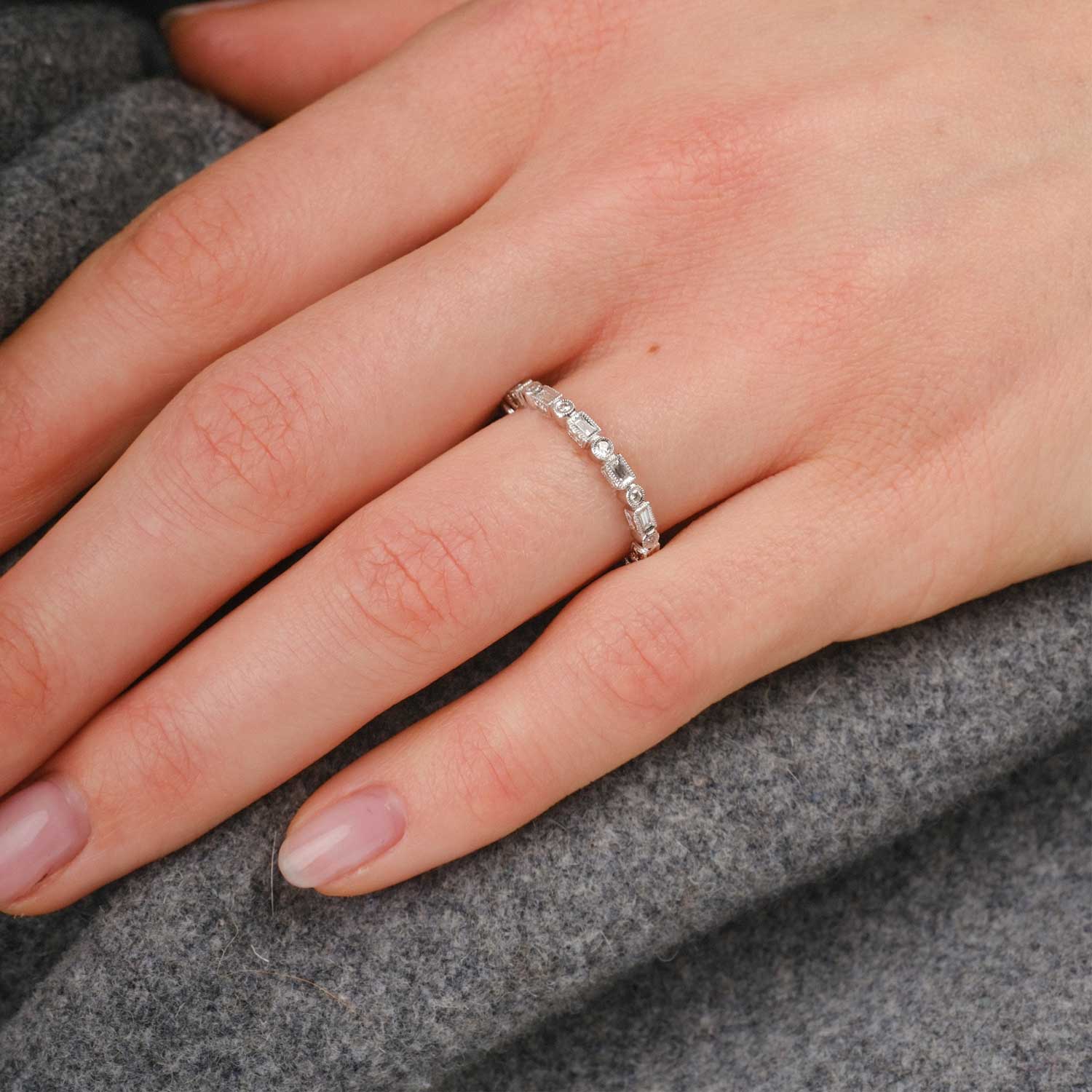 Ungar and Ungar Baguette & Round Diamond Eternity Band Platinum at EC One London