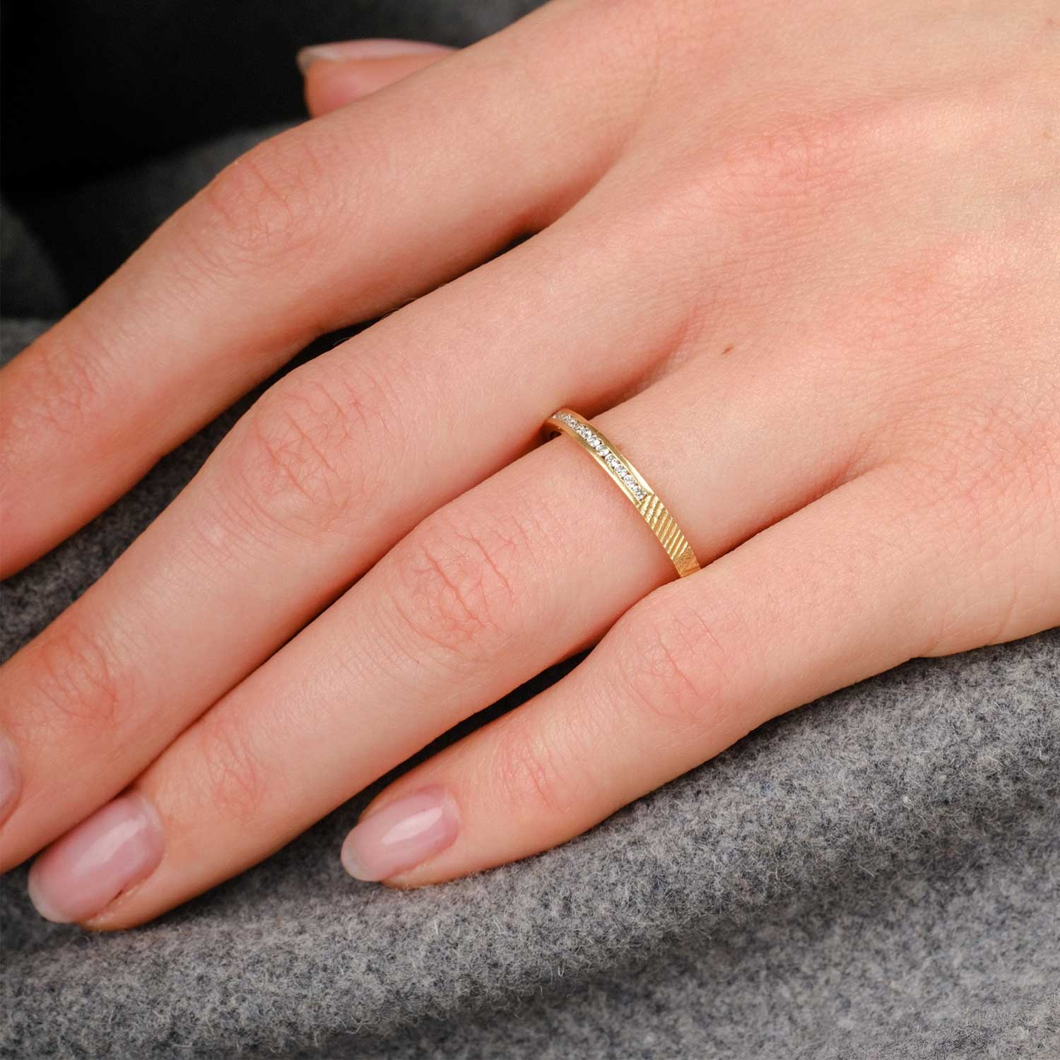 CONTOUR Half-Eternity Ring Yellow Gold with Diamonds by Jo Hayes Ward at ethical jewellers E.C.One London