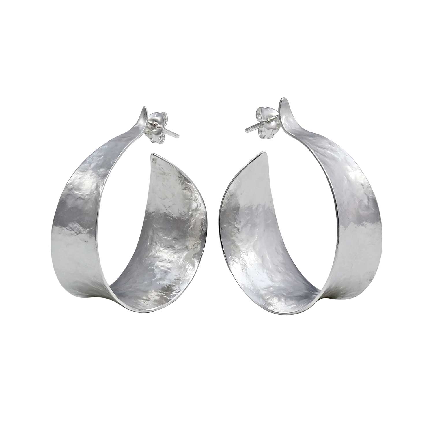 KOMOREBI Large Curl Hoop Earrings Silver
