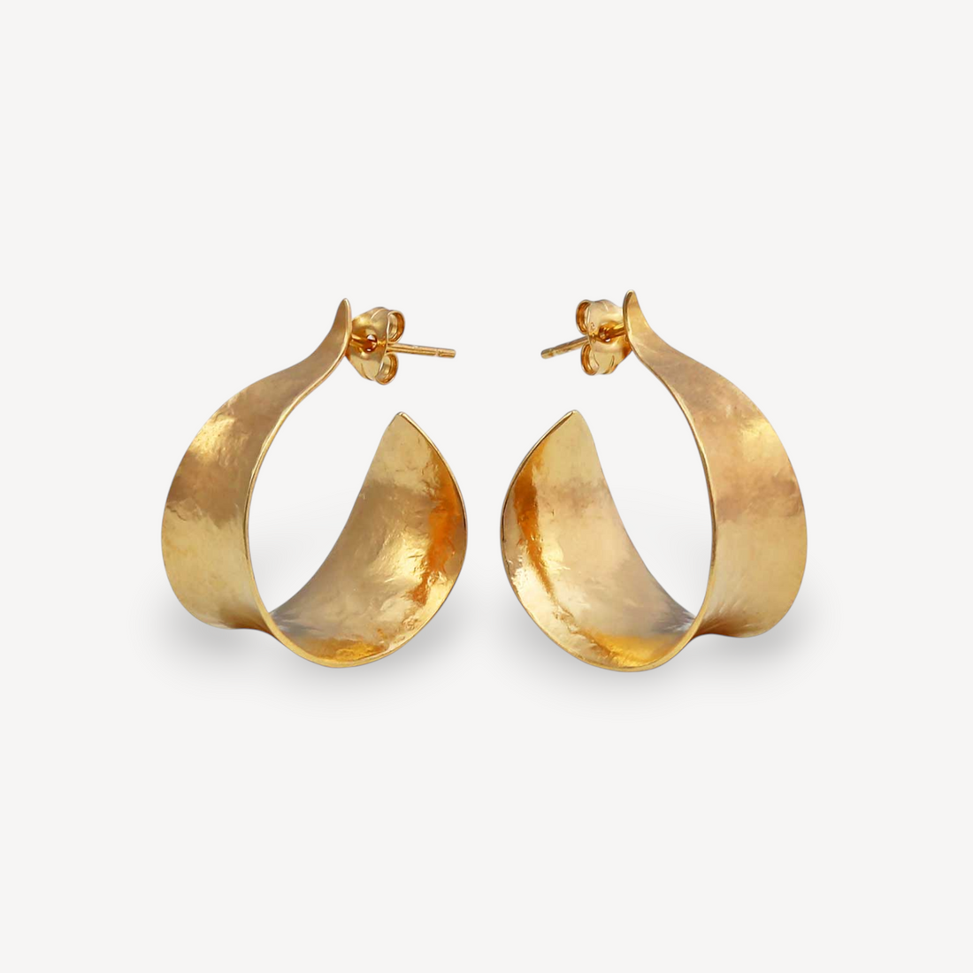 KOMOREBI Medium Curl Hoop Earrings gold plate  by Cara Tonkin at B Corp certified Ethical jeweller E.C.One London