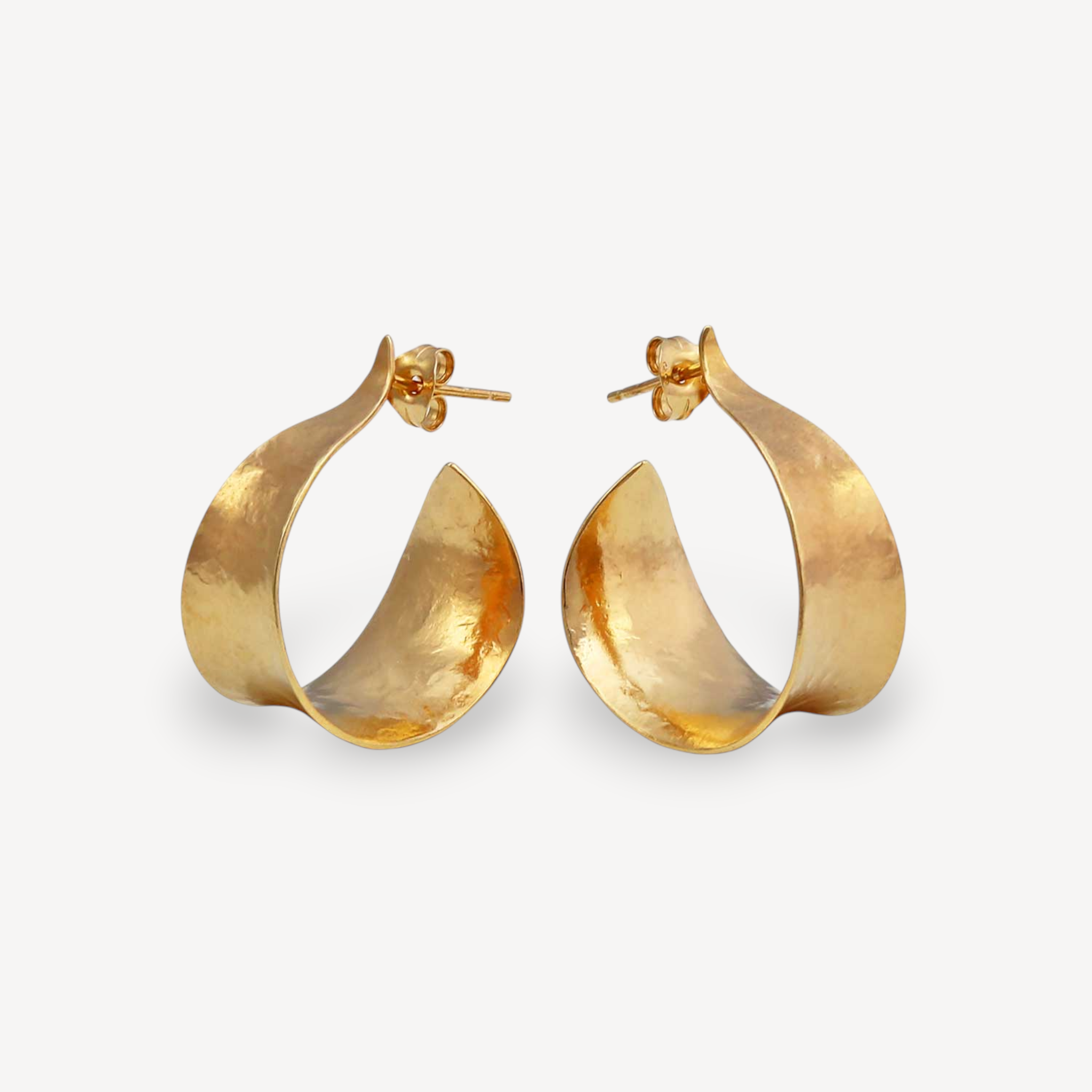 KOMOREBI Medium Curl Hoop Earrings gold plate  by Cara Tonkin at B Corp certified Ethical jeweller E.C.One London