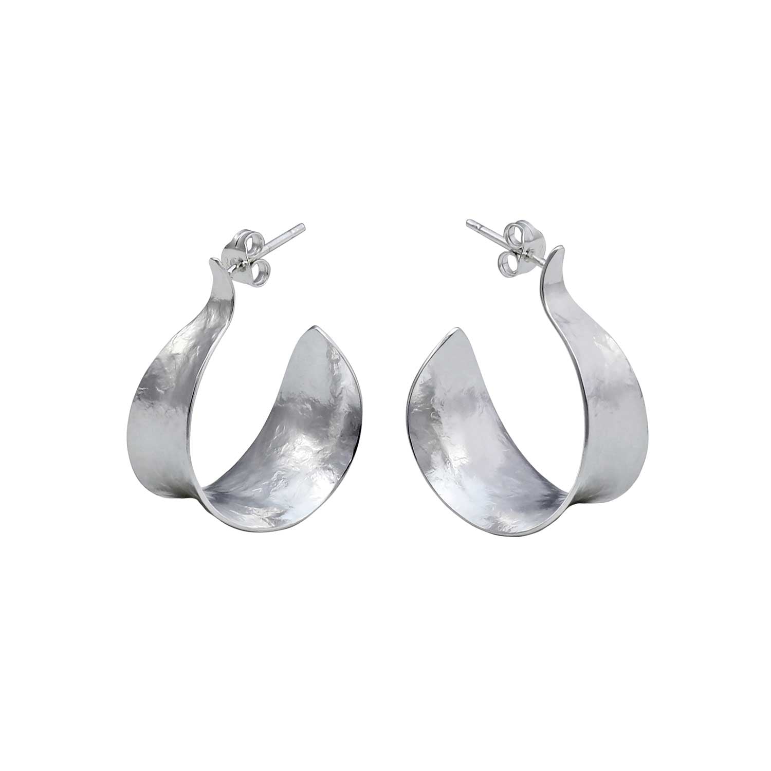 KOMOREBI Medium Curl Hoop Earrings Silver