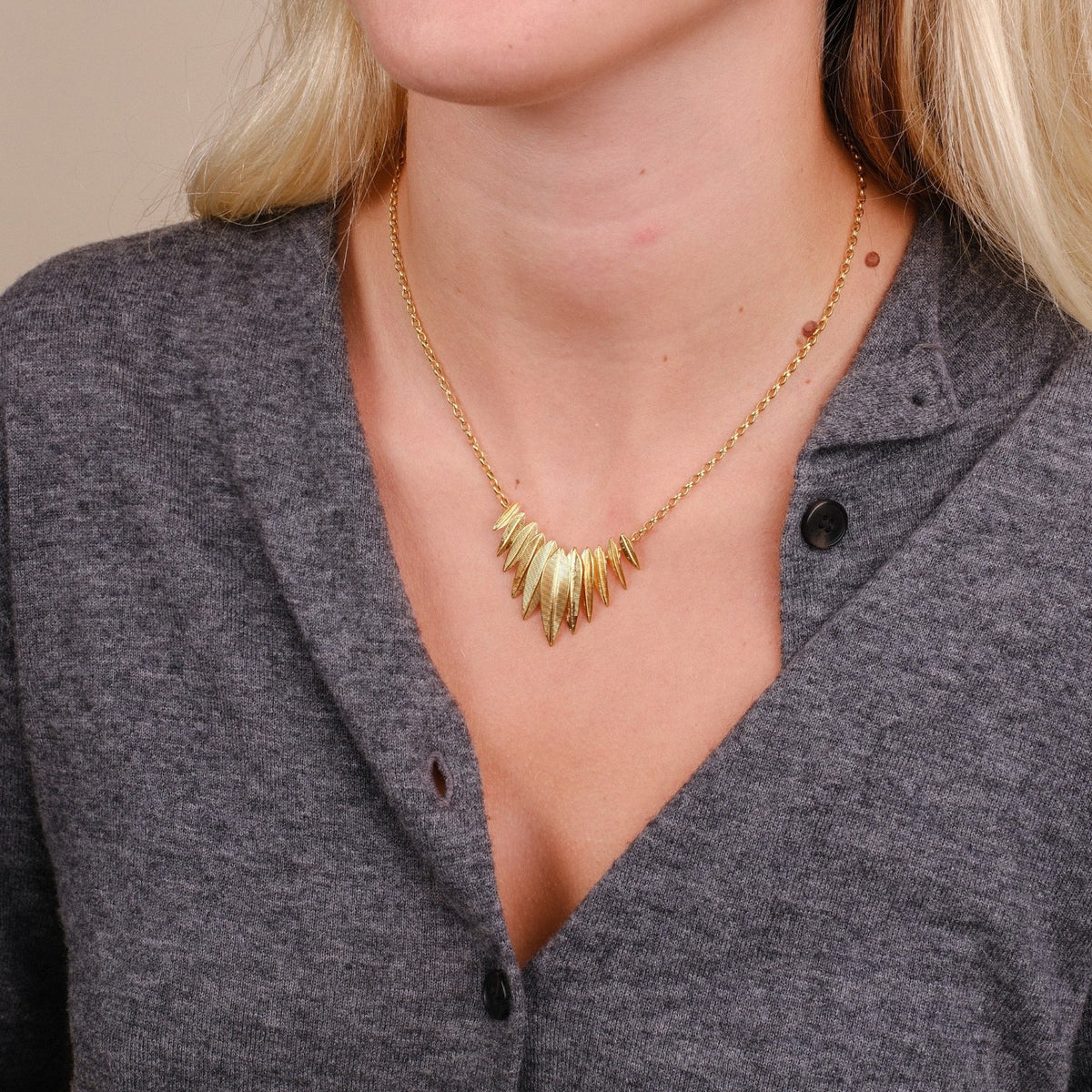 Phoenix Large Plume Necklace Silver