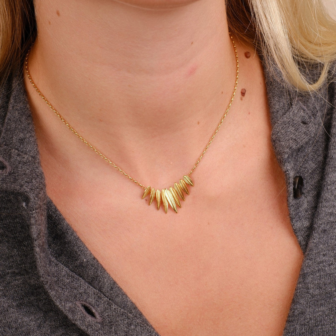 Phoenix Plume Necklace Gold Plated
