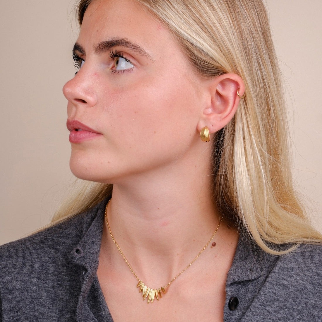 Phoenix Plume Necklace Gold Plated
