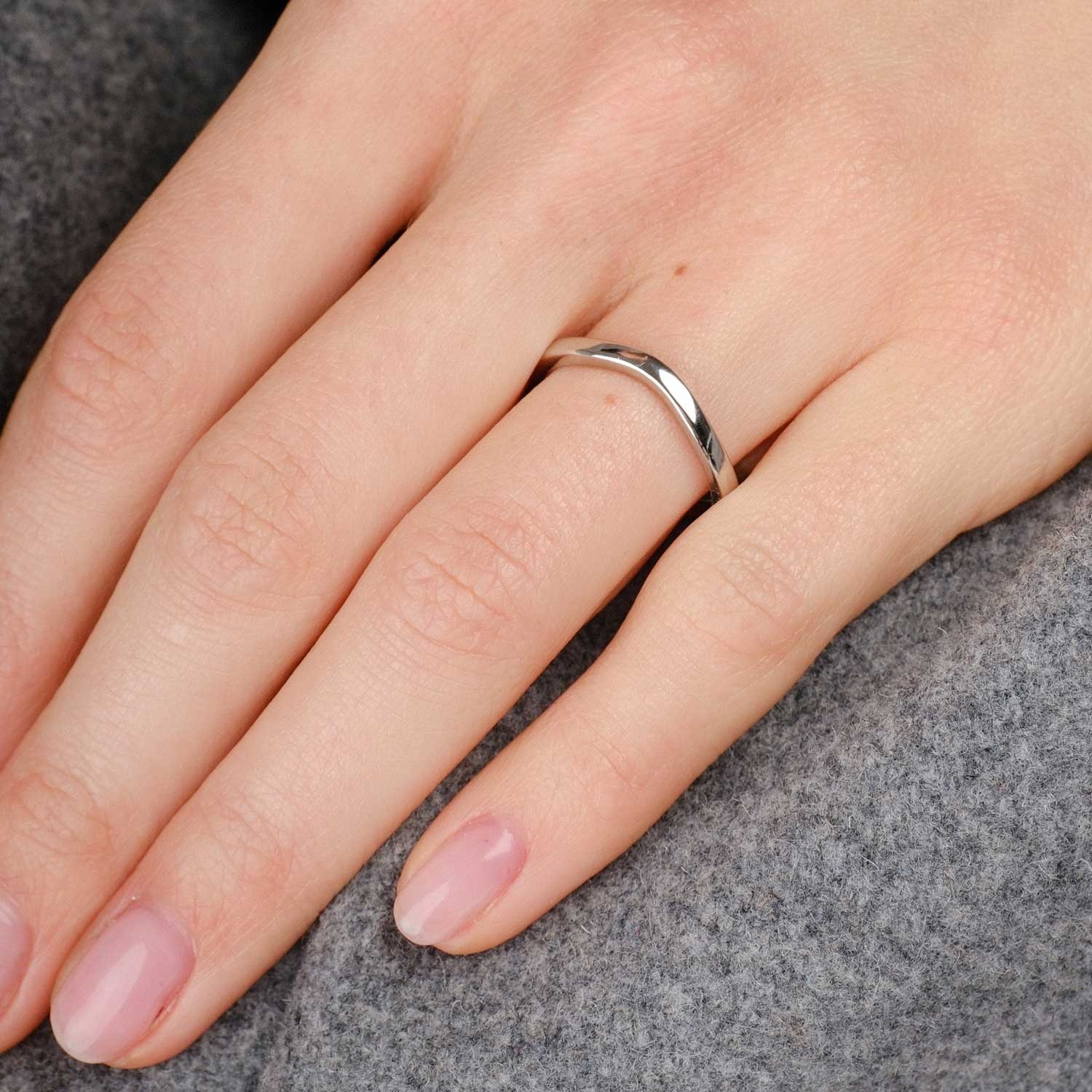 E.C.One ethical Curved recycled Platinum Wedding Ring made in  our B Corp London workshop