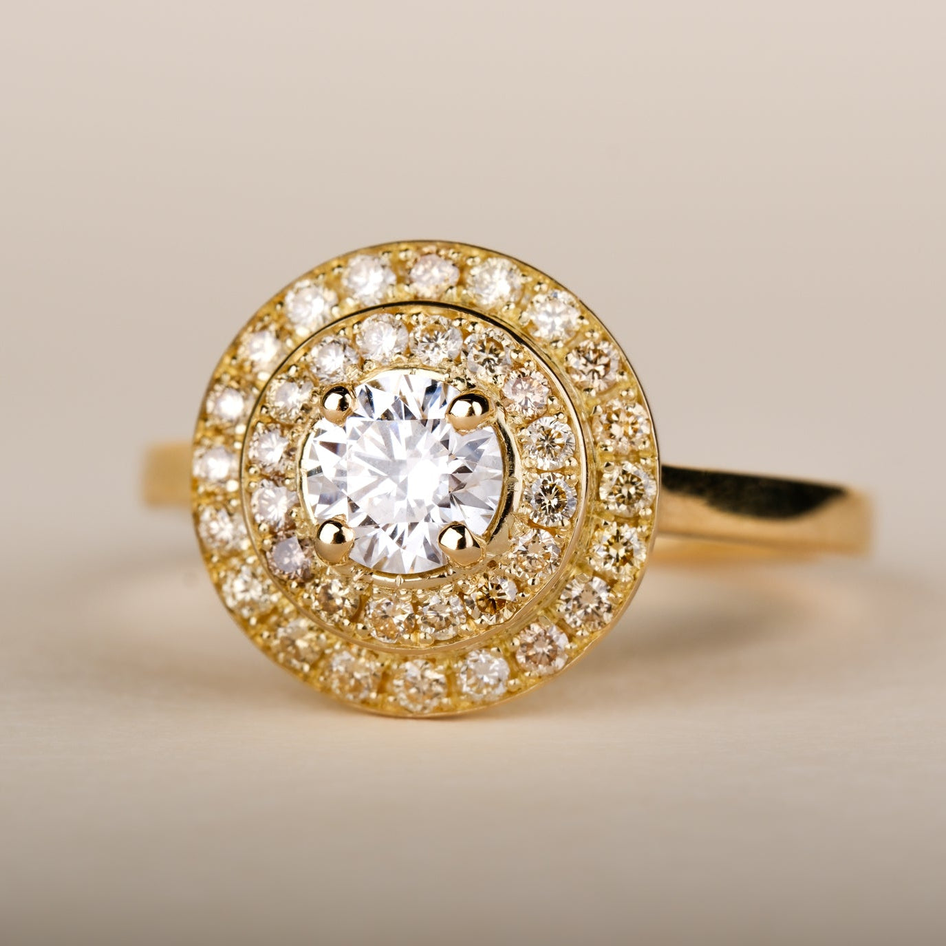 ISABELLA Yellow Gold Double Halo Diamond Engagement Ring