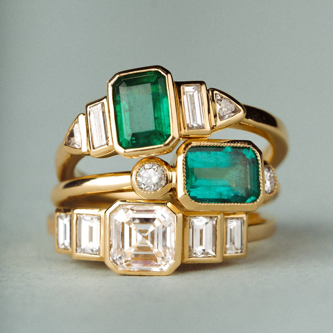 EVELYN Deco Diamond Yellow Gold Engagement Ring