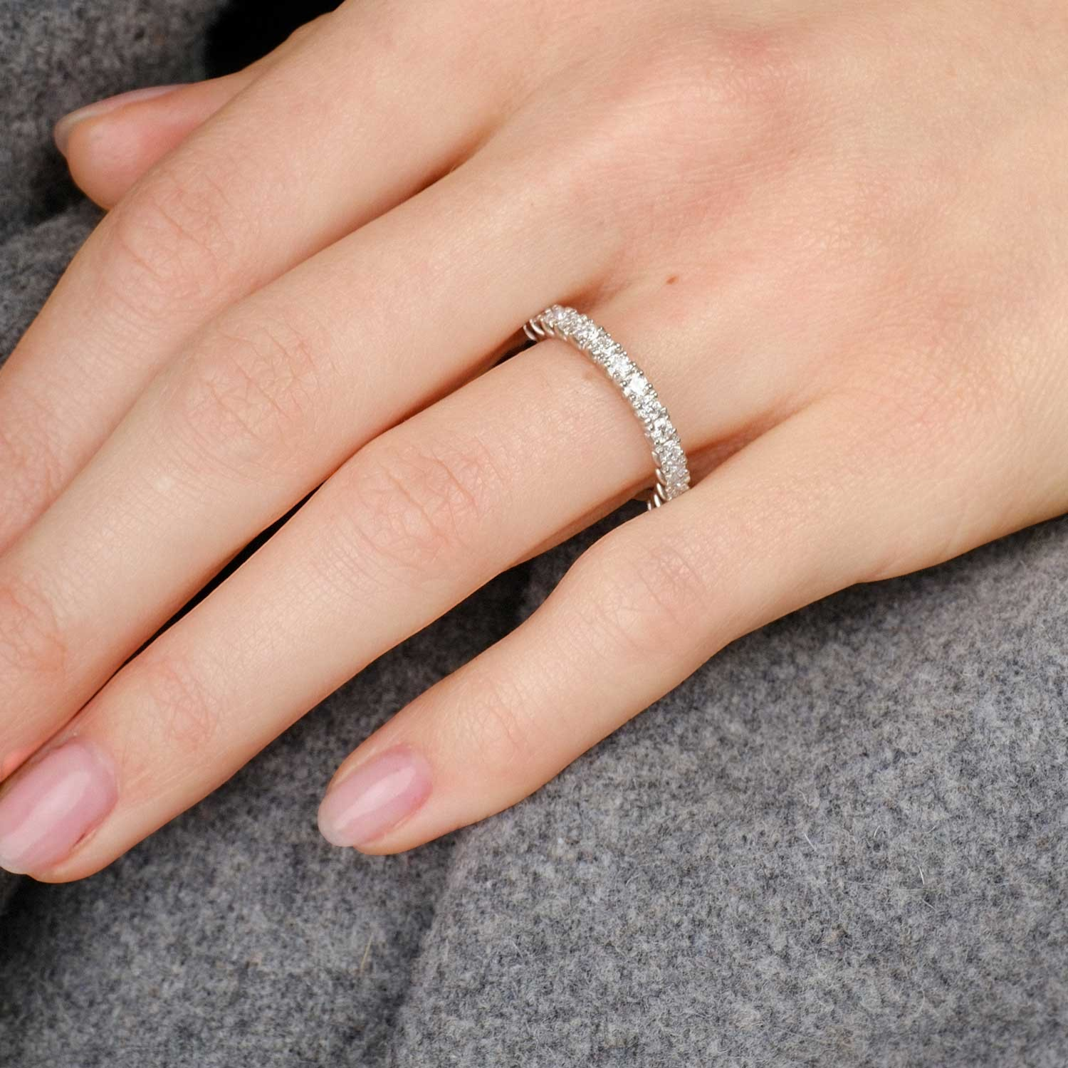 E.C.One Diamond Claw-Set Half Eternity Ring recycled Platinum