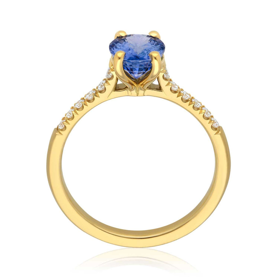 EC One NANCY Oval Blue Sapphire and Diamond Ring made in our London B Corp workshop