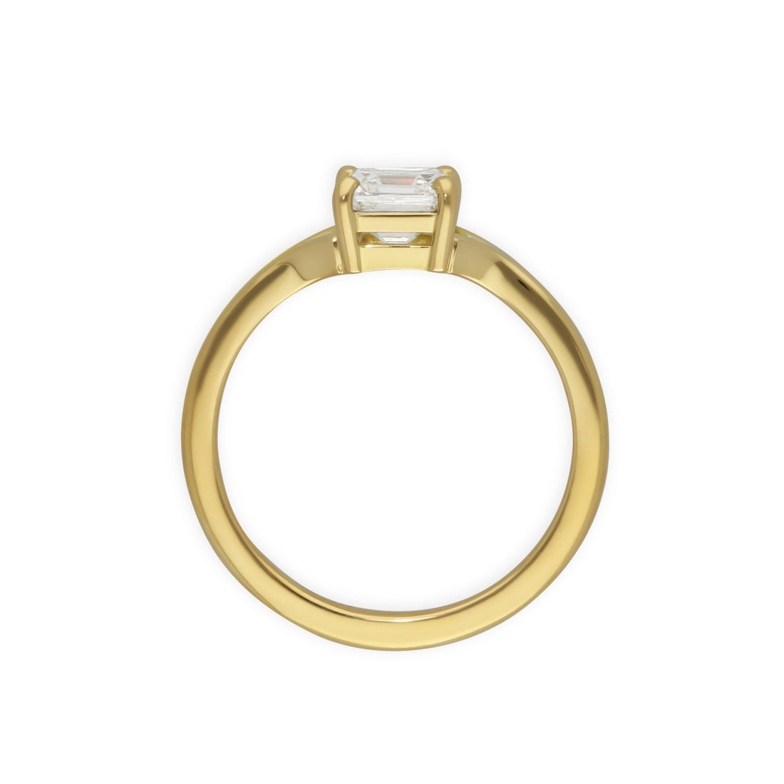 E.C.One ethical JUNO Asscher cut diamond recycled gold solitaire engagement ring made in our B Corp London workshop