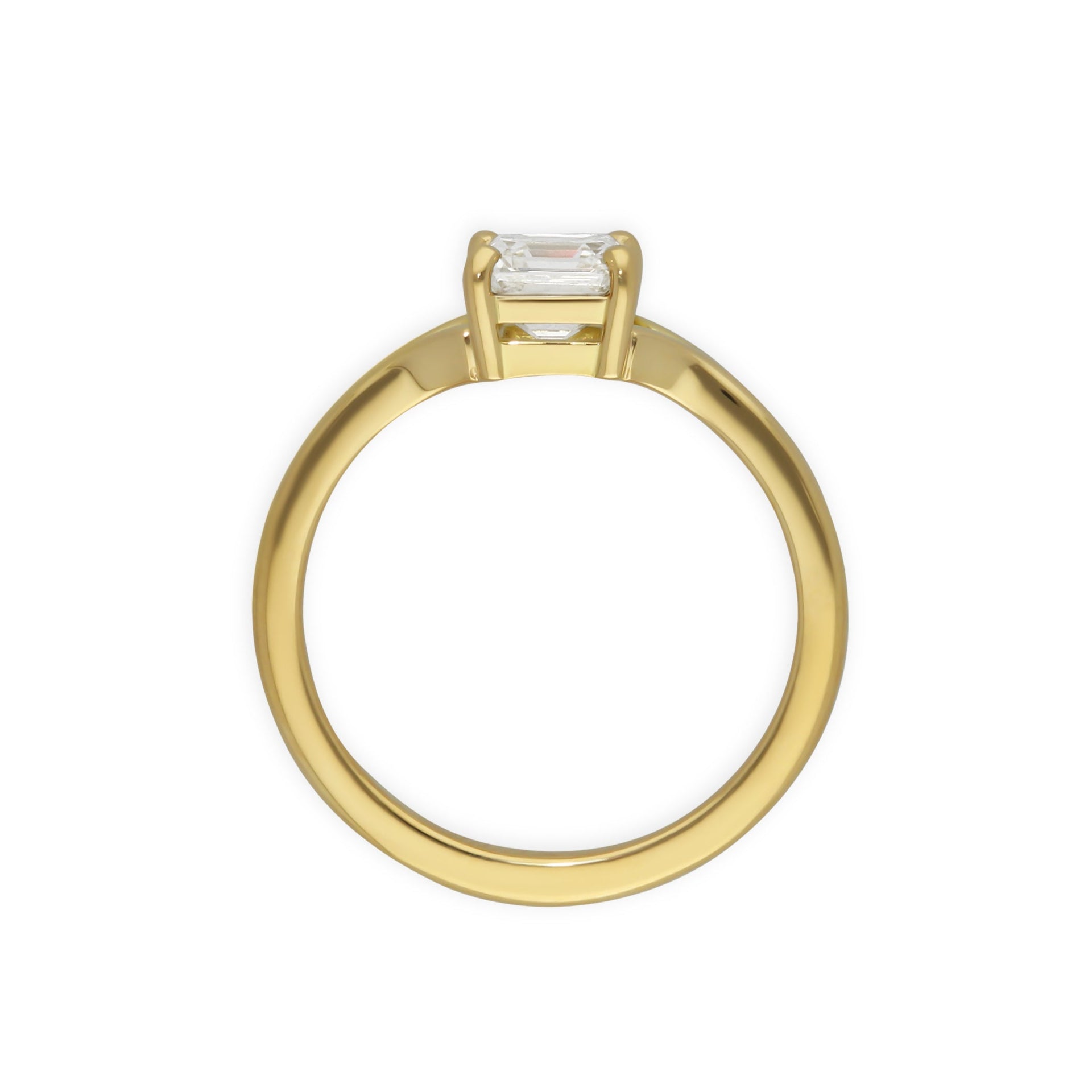 E.C.One ethical JUNO Asscher cut diamond recycled gold solitaire engagement ring made in our B Corp London workshop