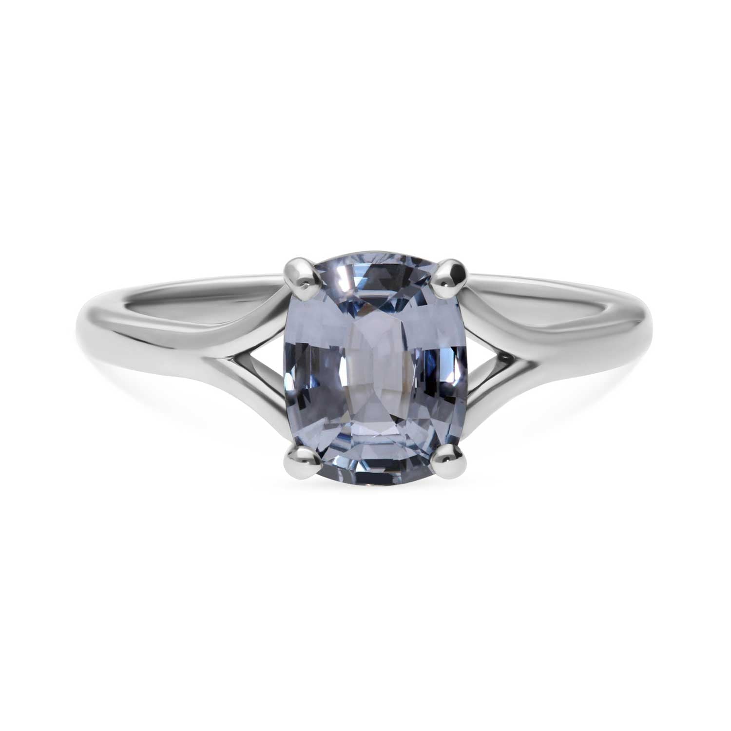 JUNO Platinum Solitaire Ring with Oval Pale Blue Sapphire made in recycled platinum by ethical jeweller E.C.One London in our B Corp certified workshop