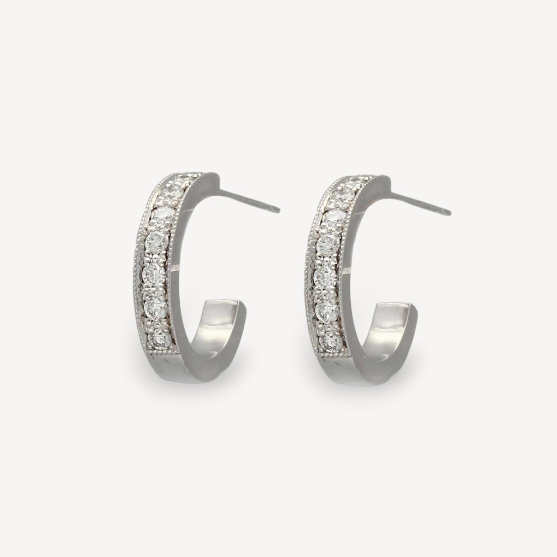 EC One 'Lilly' recycled White Gold Diamond Hoop Earrings