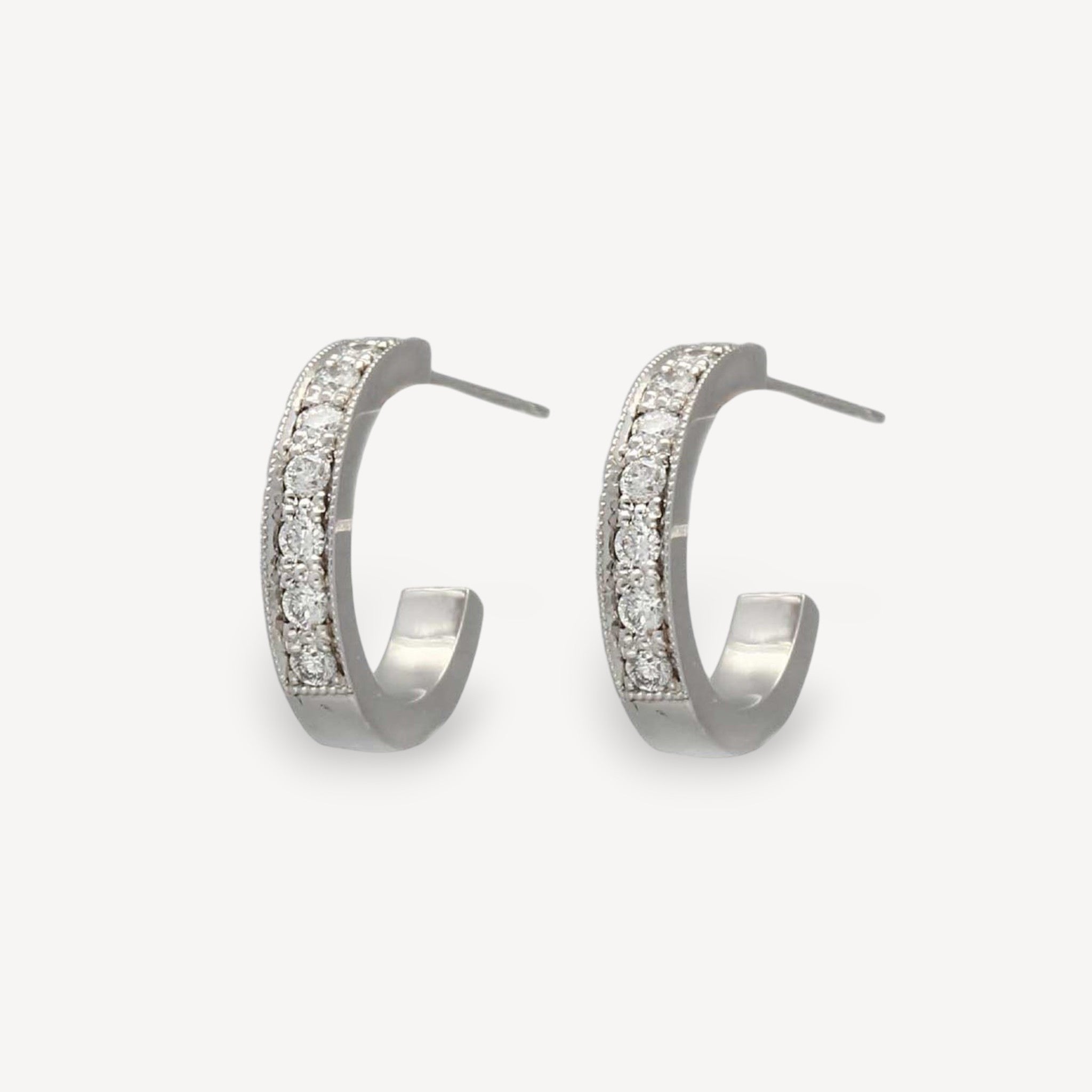 EC One 'Lilly' recycled White Gold Diamond Hoop Earrings