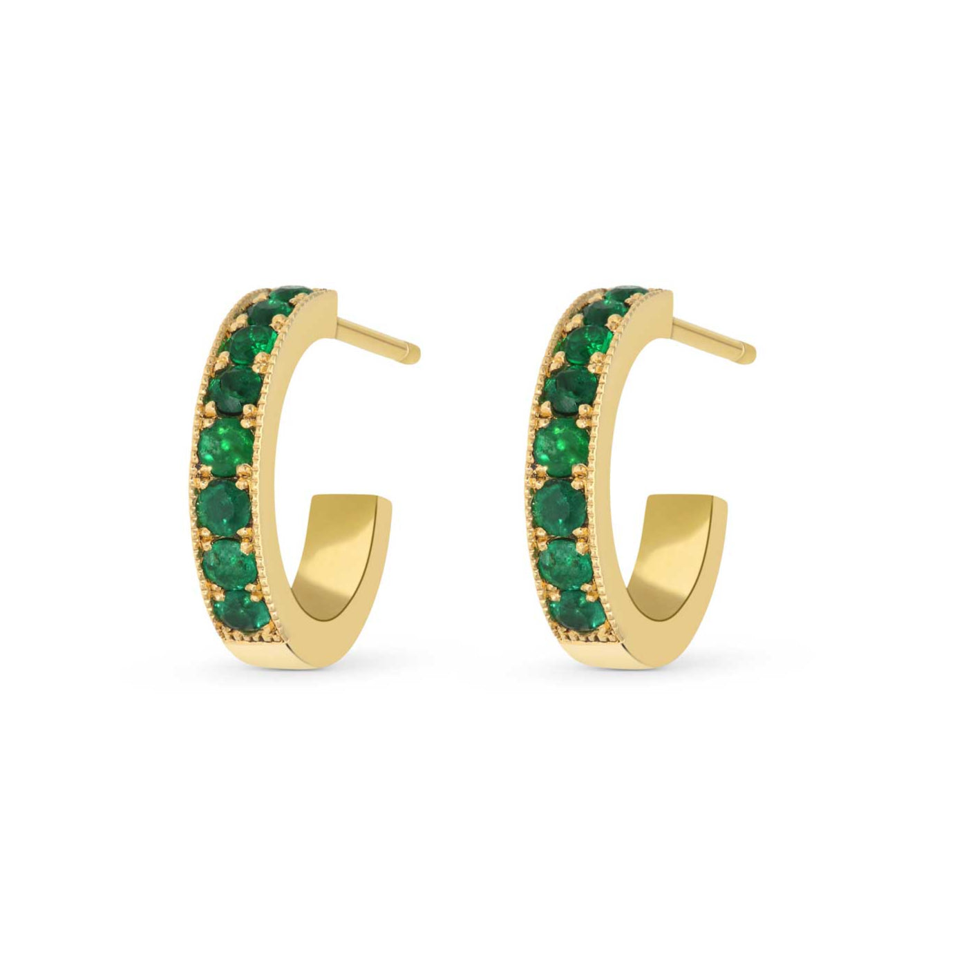 LILLY gold and emerald huggie hoops by E.C.One London
