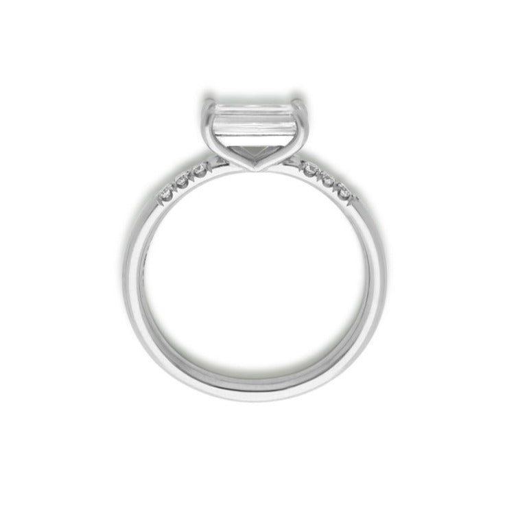 E.C. One LOIS Platinum Baguette Diamond ethical Engagement Ring handmade in our London B Corp workshop