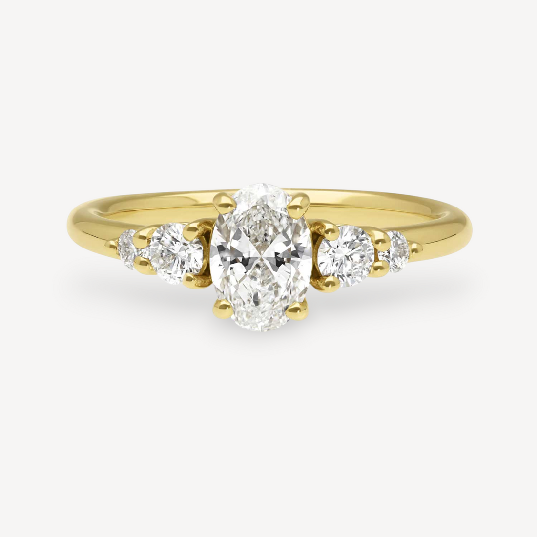 GENEVIEVE Yellow Gold Oval Diamond Engagement Ring by ethical jeweller EC One London made in our B Corp London workshop