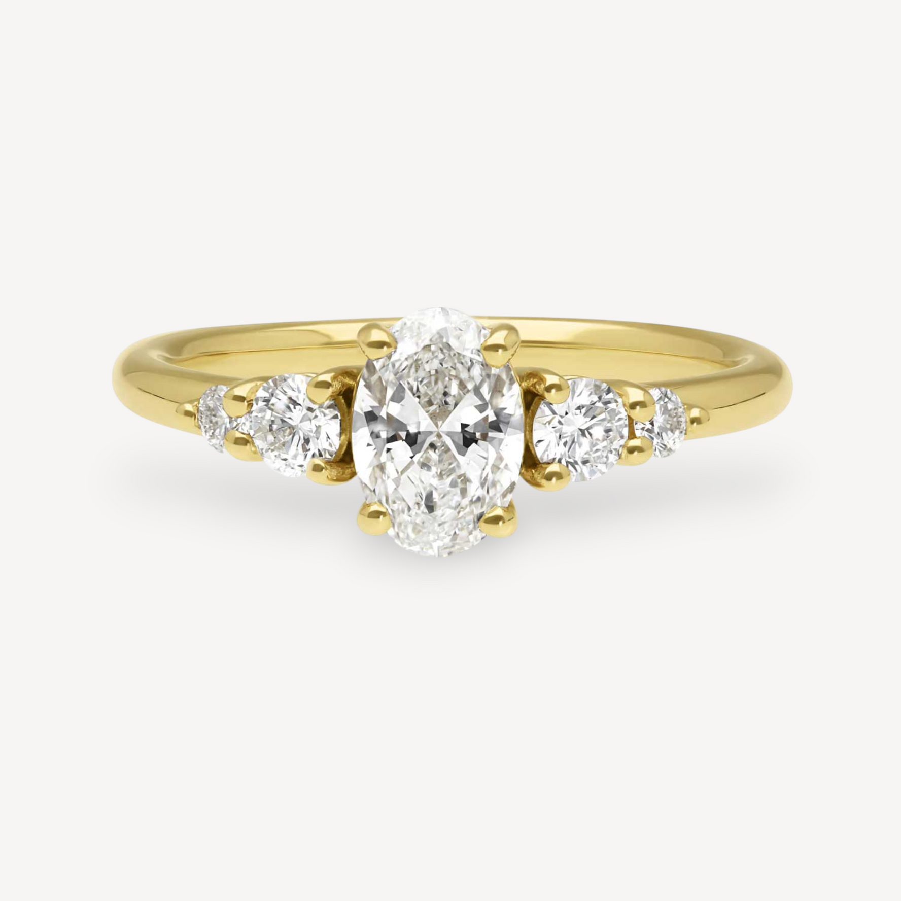 GENEVIEVE Yellow Gold Oval Diamond Engagement Ring by ethical jeweller EC One London made in our B Corp London workshop