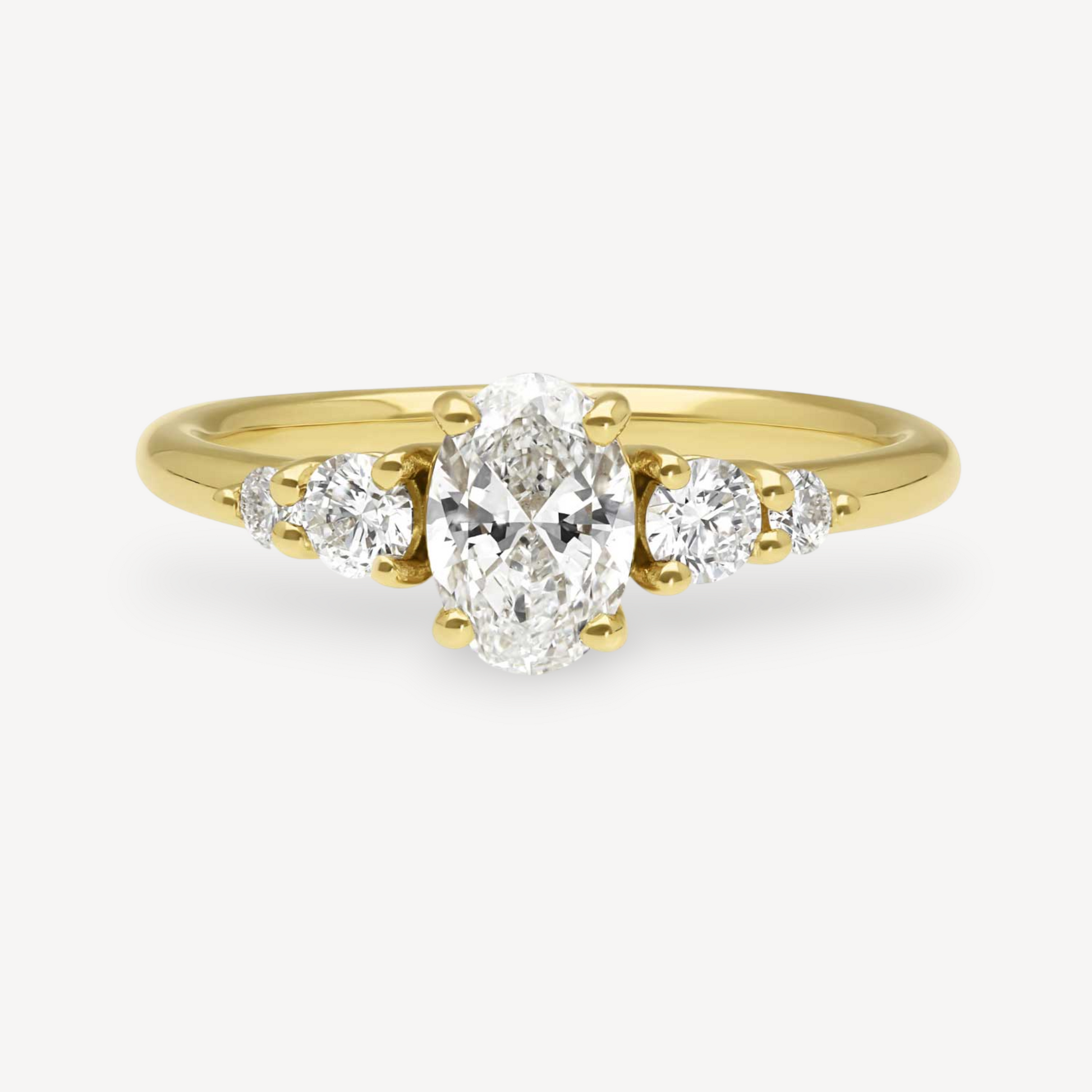 GENEVIEVE Yellow Gold Oval Diamond Engagement Ring by ethical jeweller EC One London made in our B Corp London workshop