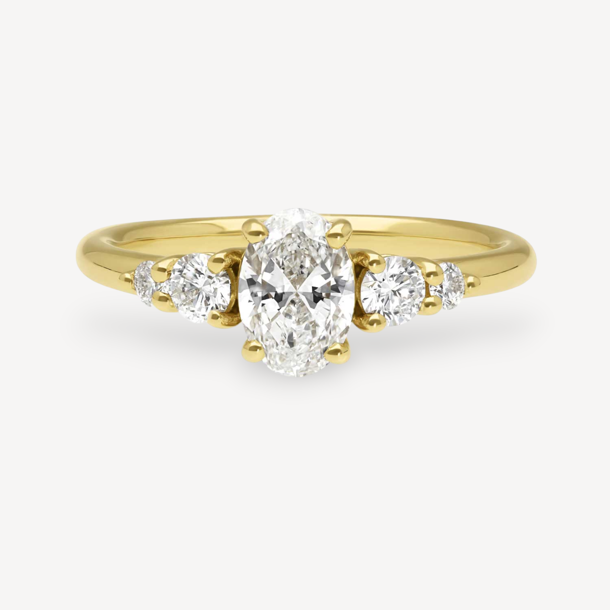 GENEVIEVE Yellow Gold Oval Diamond Engagement Ring by ethical jeweller EC One London made in our B Corp London workshop