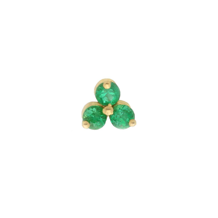 EC One single TRIO emerald recycled gold stud earring made in our London B Corp workshop