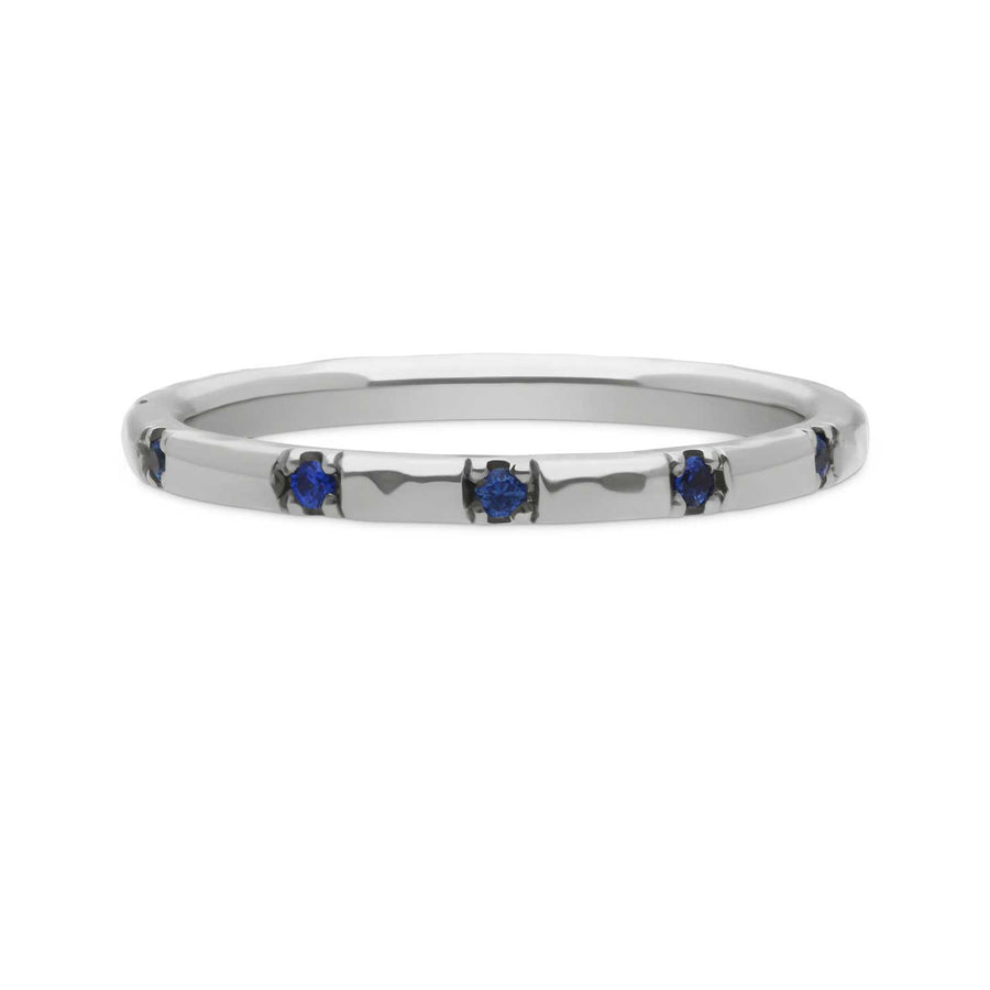 EC One "Alice" Hammered Wedding Ring with Blue Sapphires recycled white gold blue sapphire eternity ring