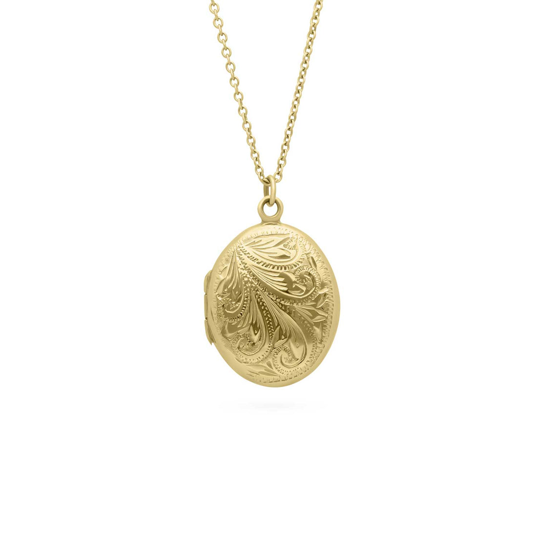 E.C.One Oval Engraved Gold Locket Necklace