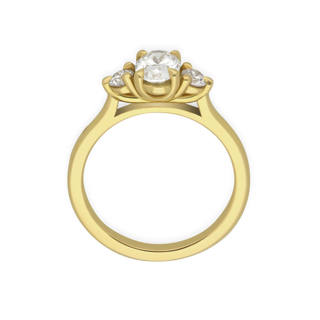 STELLA Oval Diamond Yellow Gold Trilogy Engagement Ring