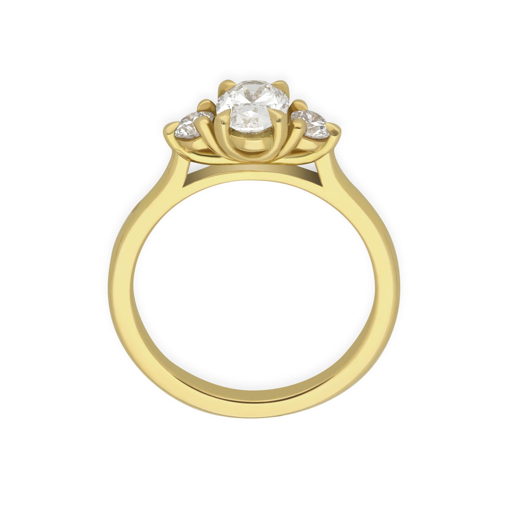 STELLA Oval Diamond Yellow Gold Trilogy Engagement Ring