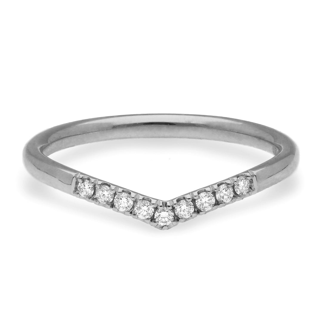 E.C.One Diamond V-shaped Wedding Ring Recycled Platinum made in our B Corp certified London workshop
