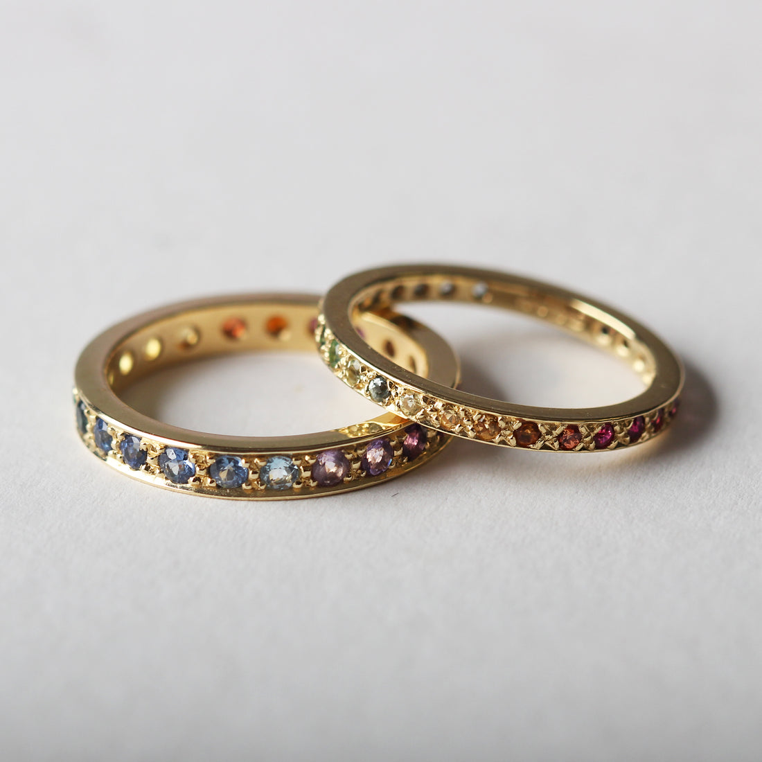 KALEIDOSCOPE Wide Gold Mixed Gemstone Eternity Ring