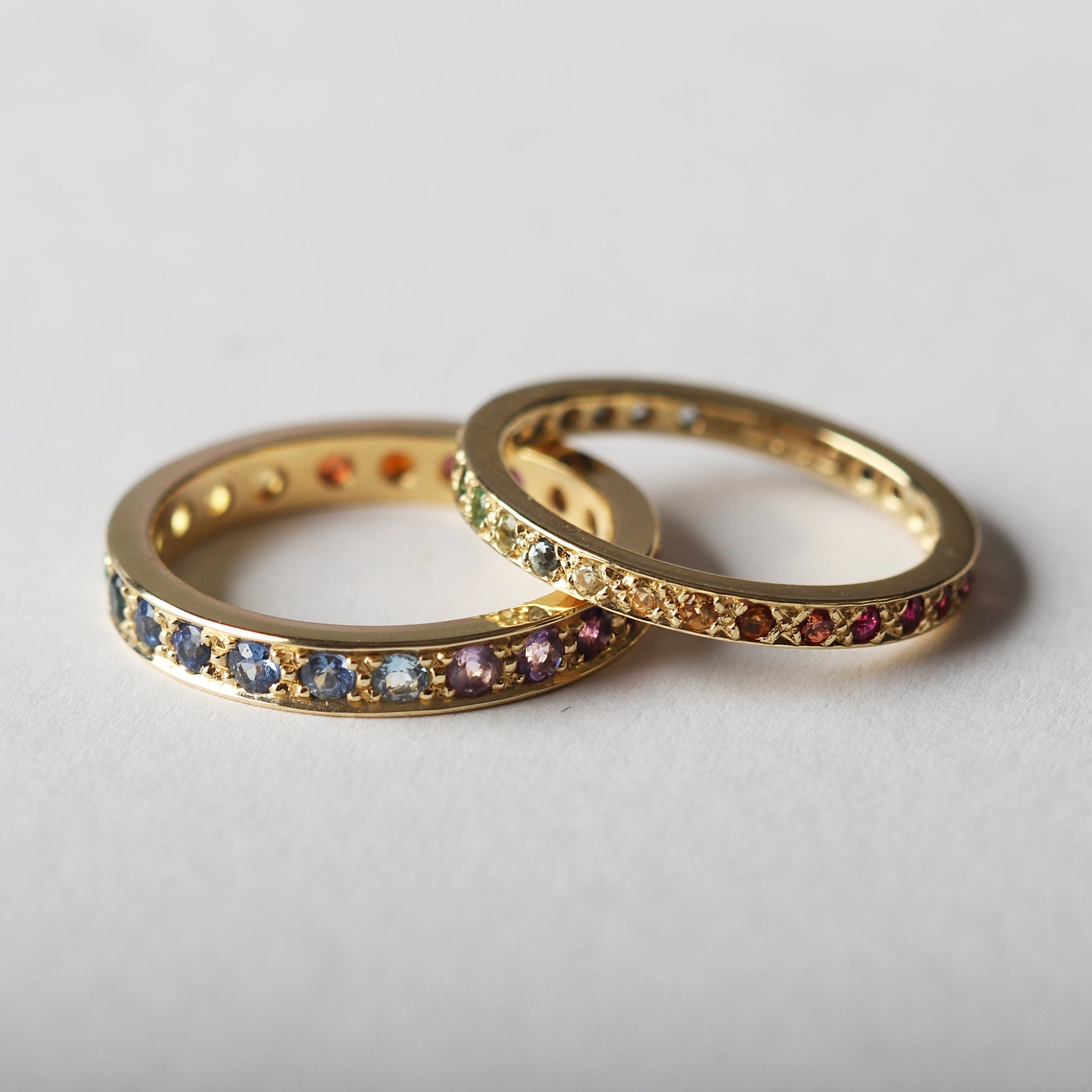 KALEIDOSCOPE Wide Gold Mixed Gemstone Eternity Ring