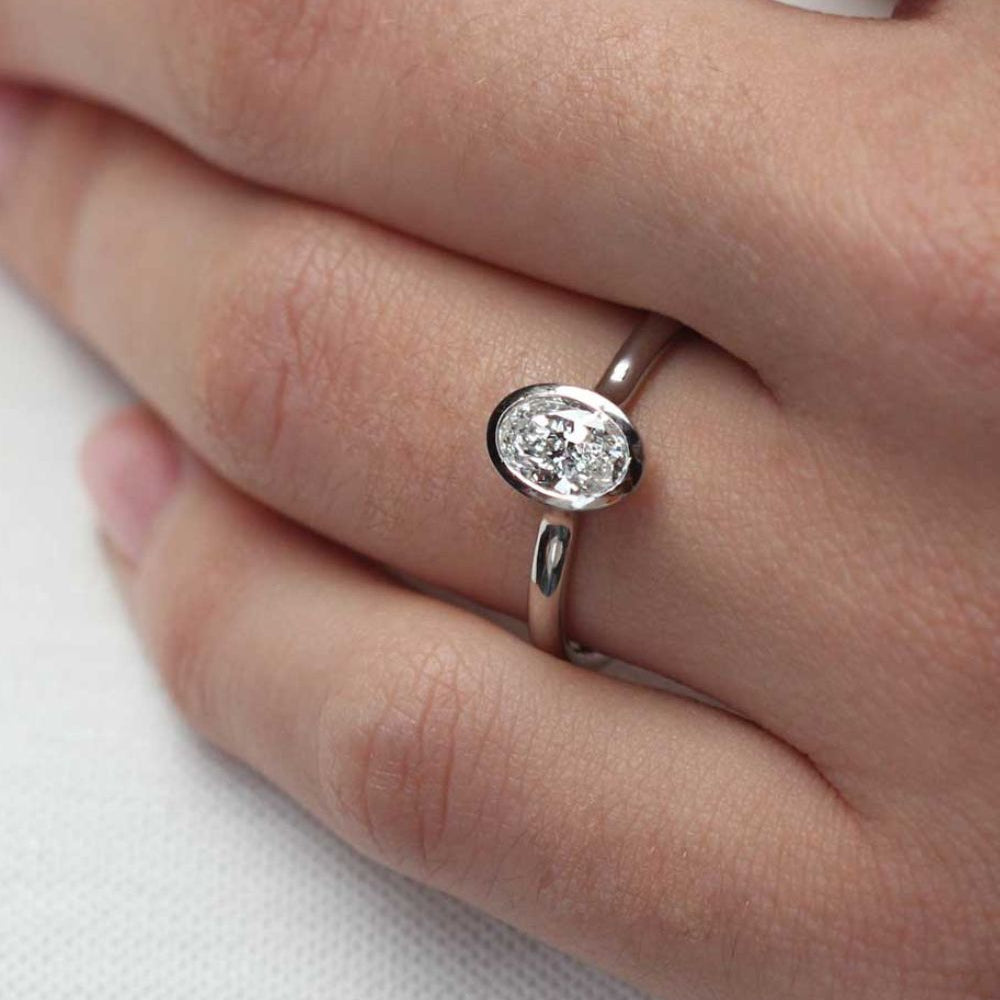 AVA Platinum Oval Diamond Engagement Ring