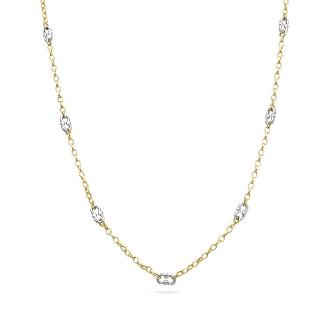 AMWELL Necklace Yellow Gold Signature Chain with White Gold Detail by ethical London B Corp jeweller E.C.One