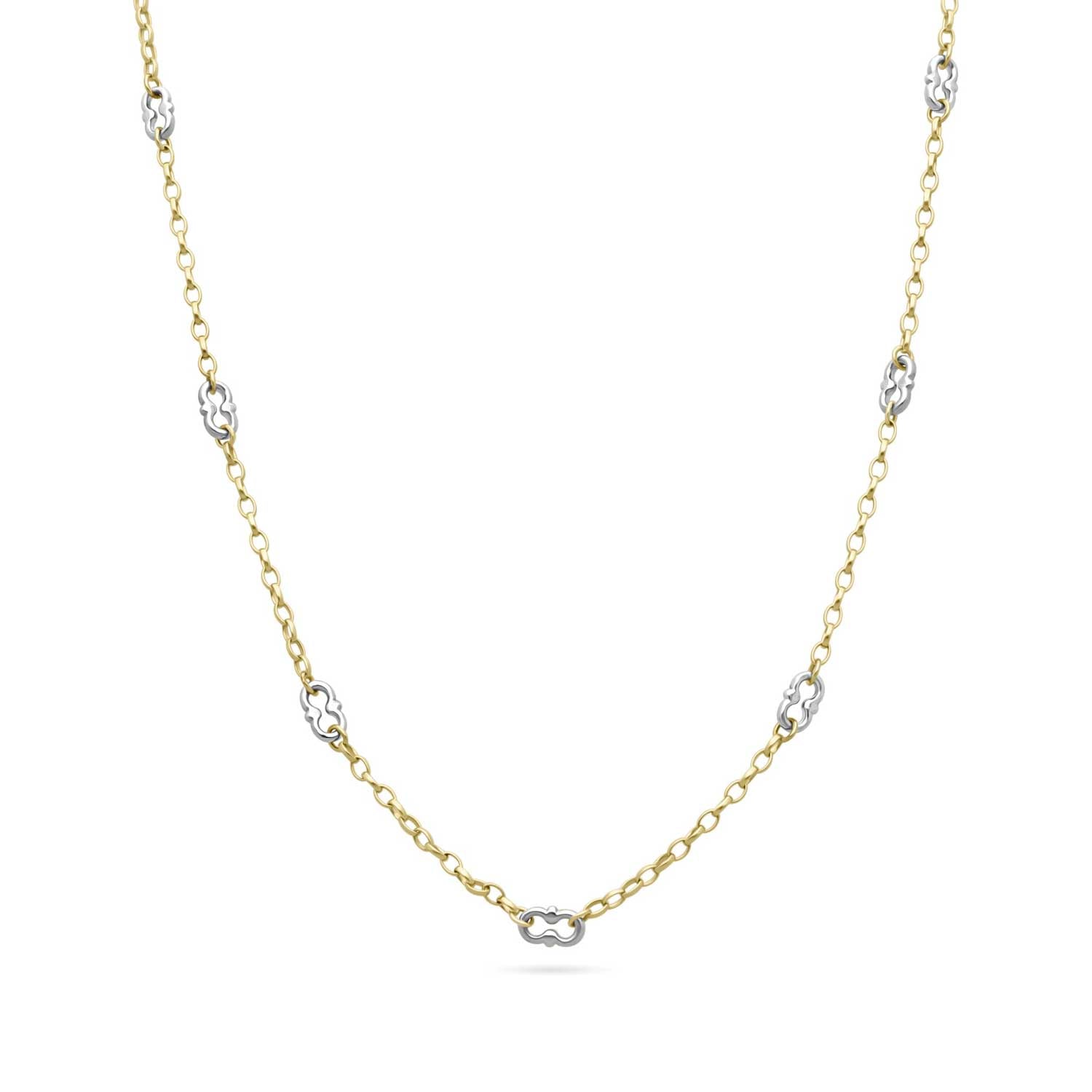 AMWELL Necklace Yellow Gold Signature Chain with White Gold Detail by ethical London B Corp jeweller E.C.One