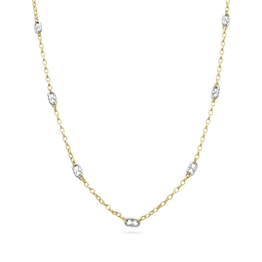 AMWELL Necklace Yellow Gold Signature Chain with White Gold Detail by ethical London B Corp jeweller E.C.One