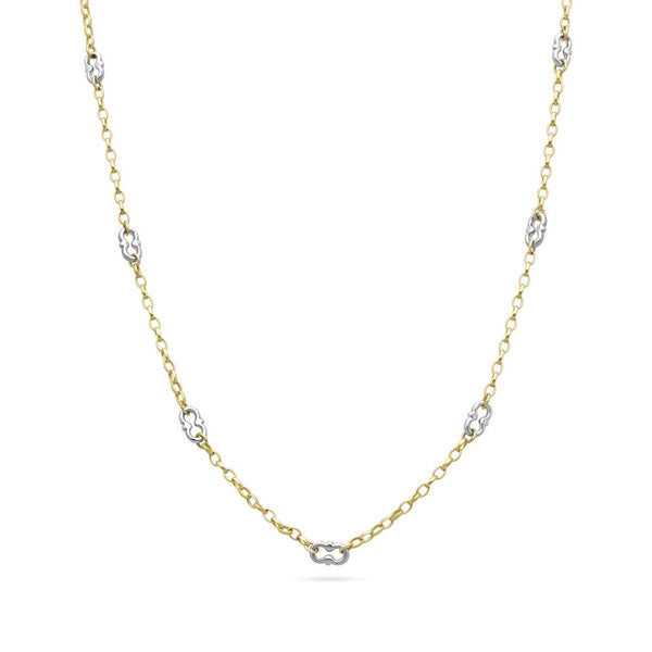 AMWELL Necklace Yellow Gold Signature Chain with White Gold Detail by ethical London B Corp jeweller E.C.One