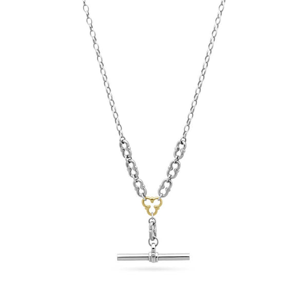 MYDDELTON  Necklace White Gold with Yellow Gold Detail and T-Bar by ethical London B Corp jeweller E.C.One
