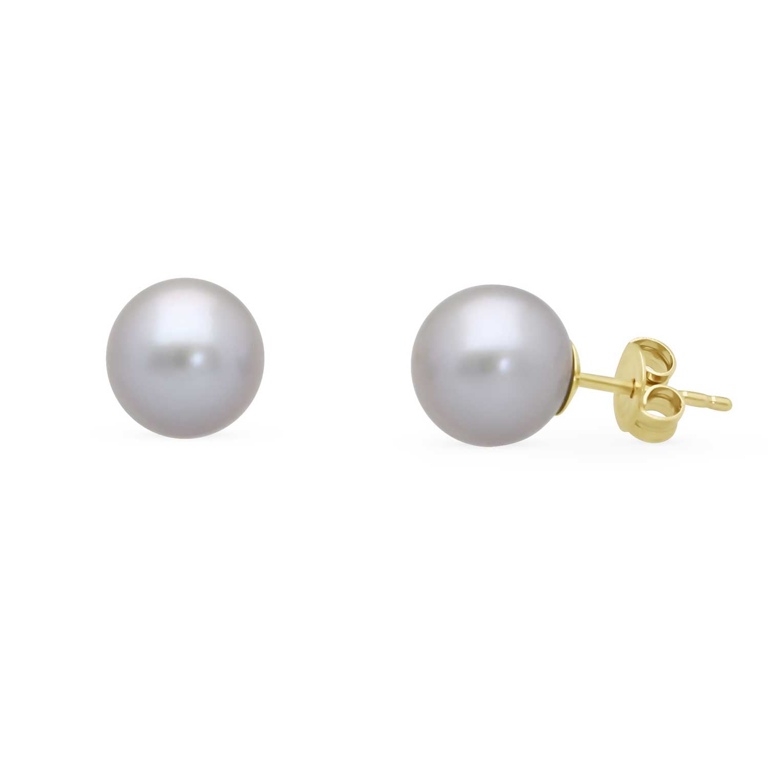 Medium Grey Pearl Studs at E.C.One London