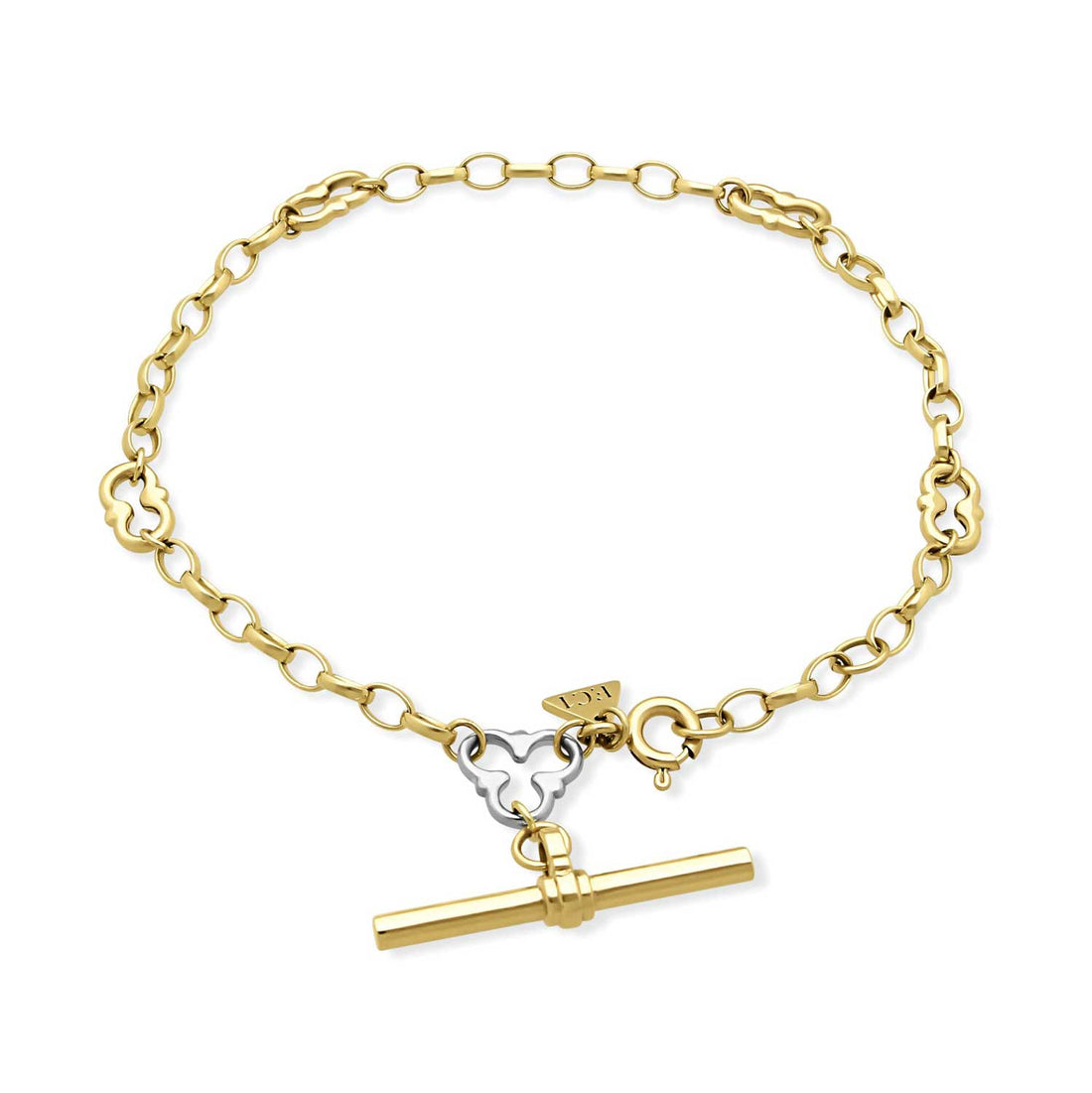 ROSEBERY Yellow Gold Signature Chain with White Gold Detail & T-Bar by ethical London B Corp jeweller E.C.One